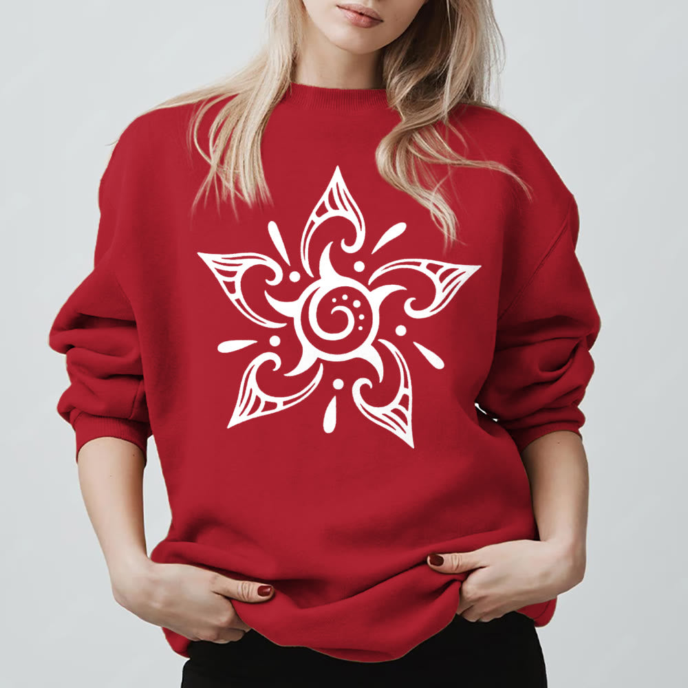 Olivenorma Tribal Mystical Spiritual Growth Floral Fleece Pullover Sweatshirt - Rot - 2XL - image 0