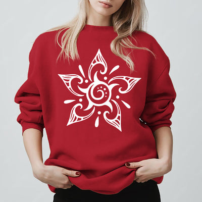 Olivenorma Tribal Mystical Spiritual Growth Floral Fleece Pullover Sweatshirt - Rot - 2XL - image 0