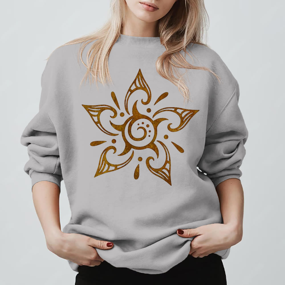 Olivenorma Tribal Mystical Spiritual Growth Floral Fleece Pullover Sweatshirt - Grau - 2XL - image 7