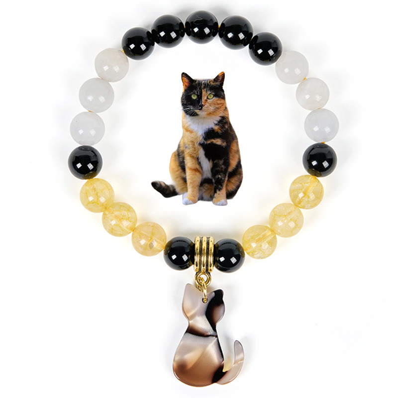 Olivenorma Glück & Glück Dreifarbiges Kalikokatzen-Edelsteinarmband - Calico-Katzen-Armband - image 0