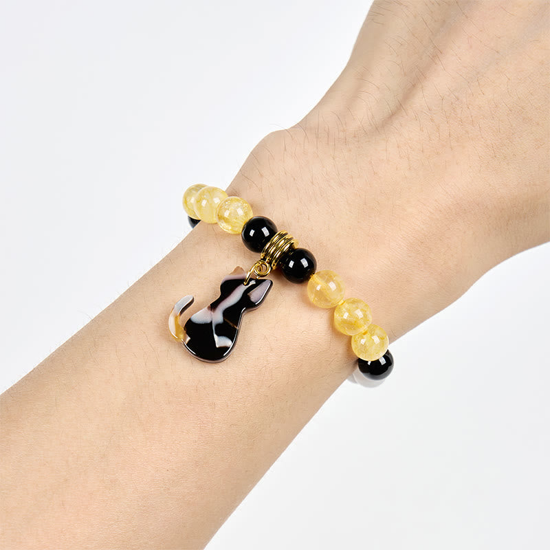 Olivenorma Glück & Glück Dreifarbiges Kalikokatzen-Edelsteinarmband - image 1