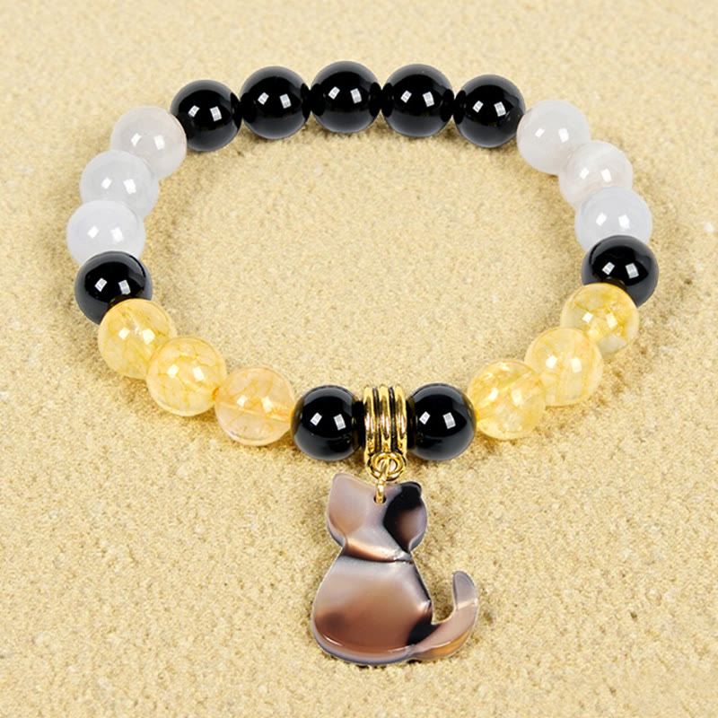 Olivenorma Glück & Glück Dreifarbiges Kalikokatzen-Edelsteinarmband - image 4