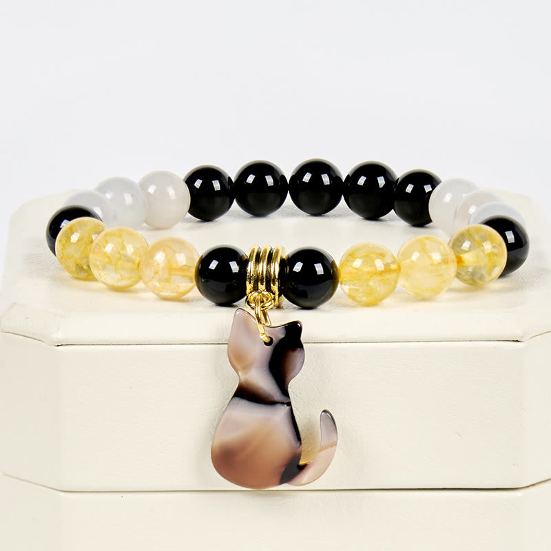 Olivenorma Glück & Glück Dreifarbiges Kalikokatzen-Edelsteinarmband - image 2