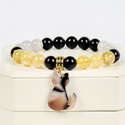 Olivenorma Glück & Glück Dreifarbiges Kalikokatzen-Edelsteinarmband - image 2