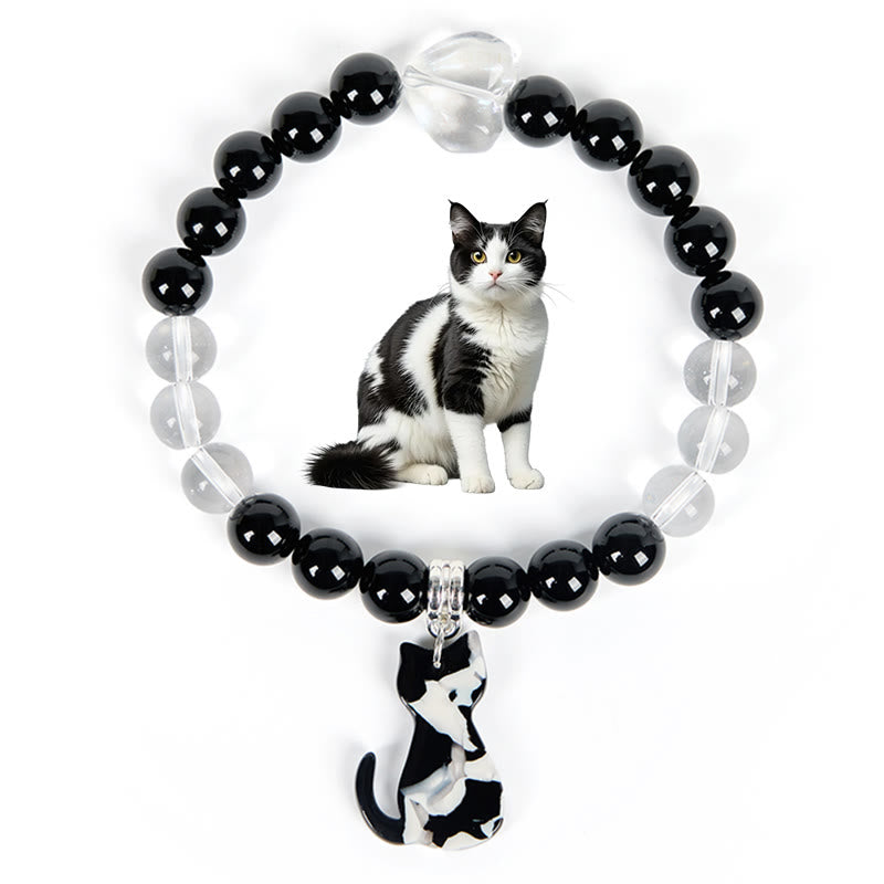 Olivenorma Guardian Tuxedo Cat Edelsteinarmband - Smoking-Katzenarmband - image 0