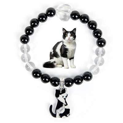 Olivenorma Guardian Tuxedo Cat Edelsteinarmband - Smoking-Katzenarmband - image 0