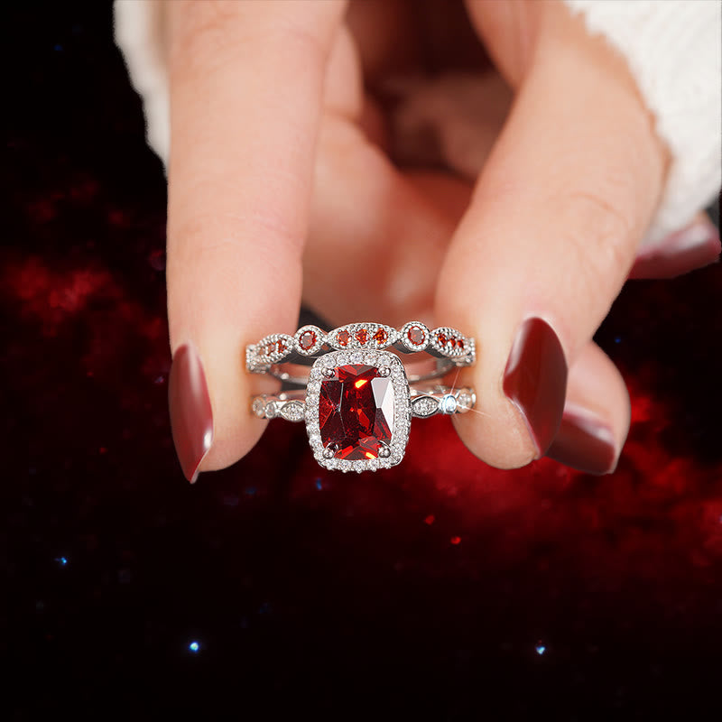 Olivenorma Der feurige Antares Obelisk Granat Duo Ring - image 1