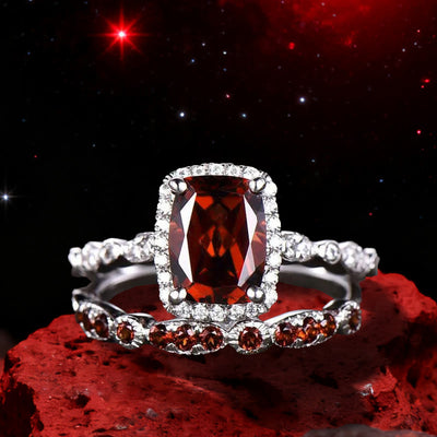 Olivenorma Der feurige Antares Obelisk Granat Duo Ring - image 4