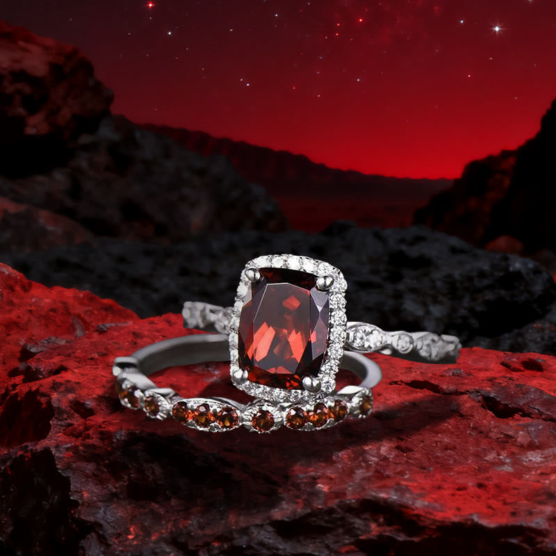 Olivenorma Der feurige Antares Obelisk Granat Duo Ring - image 5