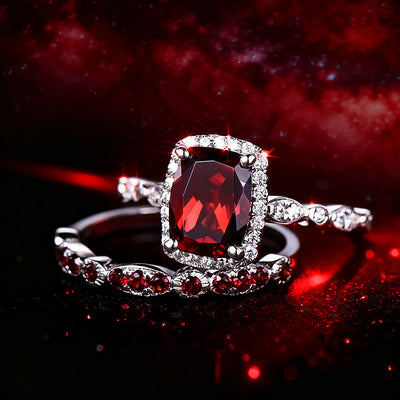 Olivenorma Der feurige Antares Obelisk Granat Duo Ring - US 10 - image 0