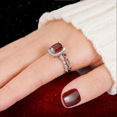 Olivenorma Der feurige Antares Obelisk Granat Duo Ring - image 2
