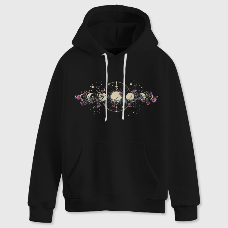 Olivenorma Mystical Moon Phase Raven Floral Fleece Kapuzenpullover Tops Lose Hoodies - image 1
