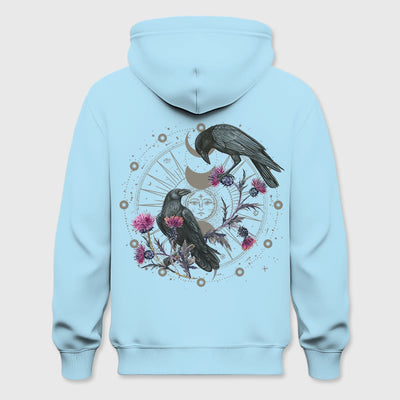 Olivenorma Mystical Moon Phase Raven Floral Fleece Kapuzenpullover Tops Lose Hoodies - Blau - 2XL - image 24