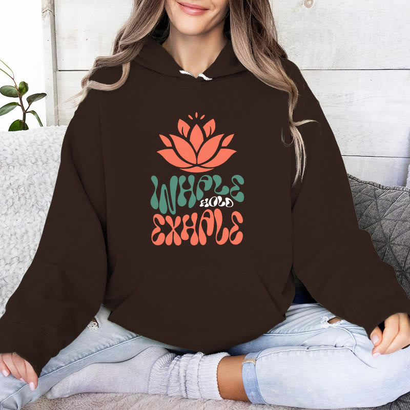 Olivenorma INHALE & EXHALE Lotus Yoga Meditation Fleecepullover Unisex Langarm Hoodies - Braun - 2XL - image 8