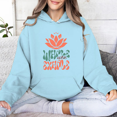 Olivenorma INHALE & EXHALE Lotus Yoga Meditation Fleecepullover Unisex Langarm Hoodies - Blau - 2XL - image 16