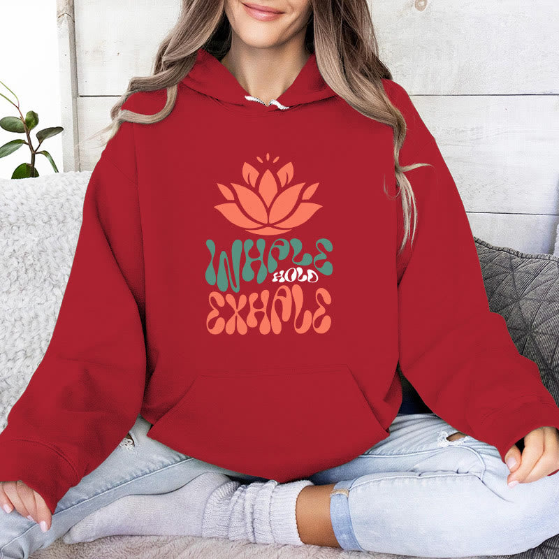 Olivenorma INHALE & EXHALE Lotus Yoga Meditation Fleecepullover Unisex Langarm Hoodies - Rot - 2XL - image 12