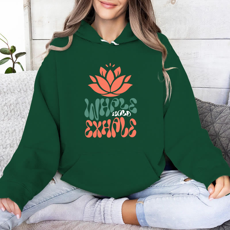 Olivenorma INHALE & EXHALE Lotus Yoga Meditation Fleecepullover Unisex Langarm Hoodies - Grün - 2XL - image 14