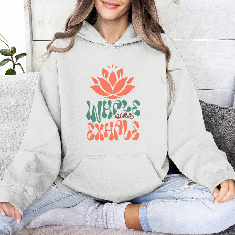 Olivenorma INHALE & EXHALE Lotus Yoga Meditation Fleecepullover Unisex Langarm Hoodies - Weiß - 2XL - image 0