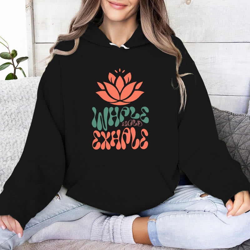 Olivenorma INHALE & EXHALE Lotus Yoga Meditation Fleecepullover Unisex Langarm Hoodies - Schwarz - 2XL - image 4