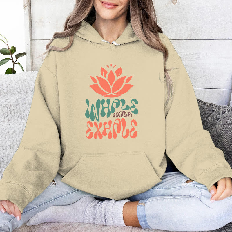 Olivenorma INHALE & EXHALE Lotus Yoga Meditation Fleecepullover Unisex Langarm Hoodies - Hellgelb - 2XL - image 10