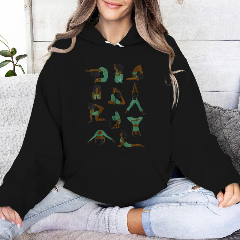 Olivenorma Yoga-Posen Übergroße Sweatshirts Outfits Fleecepullover Tops Hoodies - Schwarz - 2XL - image 4