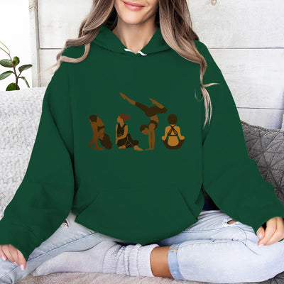 Olivenorma Schwarze Yoga-Pose-Pullover für Frauen, Unisex, Fitness, Workout, Meditation, Fleece-Kapuzenpullover - Grün - 2XL - image 14