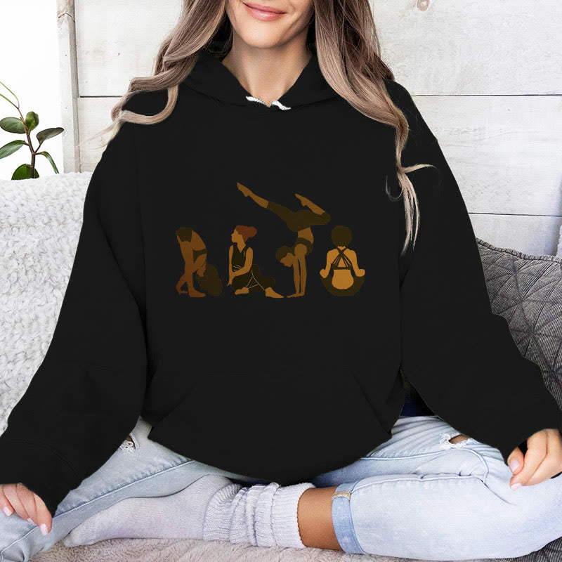 Olivenorma Schwarze Yoga-Pose-Pullover für Frauen, Unisex, Fitness, Workout, Meditation, Fleece-Kapuzenpullover - Schwarz - 2XL - image 4