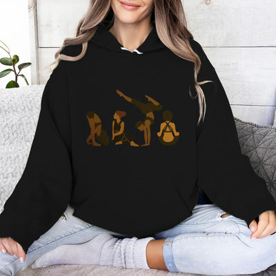Olivenorma Schwarze Yoga-Pose-Pullover für Frauen, Unisex, Fitness, Workout, Meditation, Fleece-Kapuzenpullover - Schwarz - 2XL - image 4
