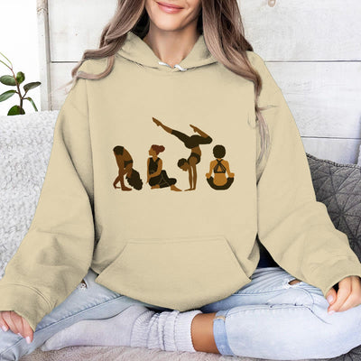 Olivenorma Schwarze Yoga-Pose-Pullover für Frauen, Unisex, Fitness, Workout, Meditation, Fleece-Kapuzenpullover - Hellgelb - 2XL - image 0