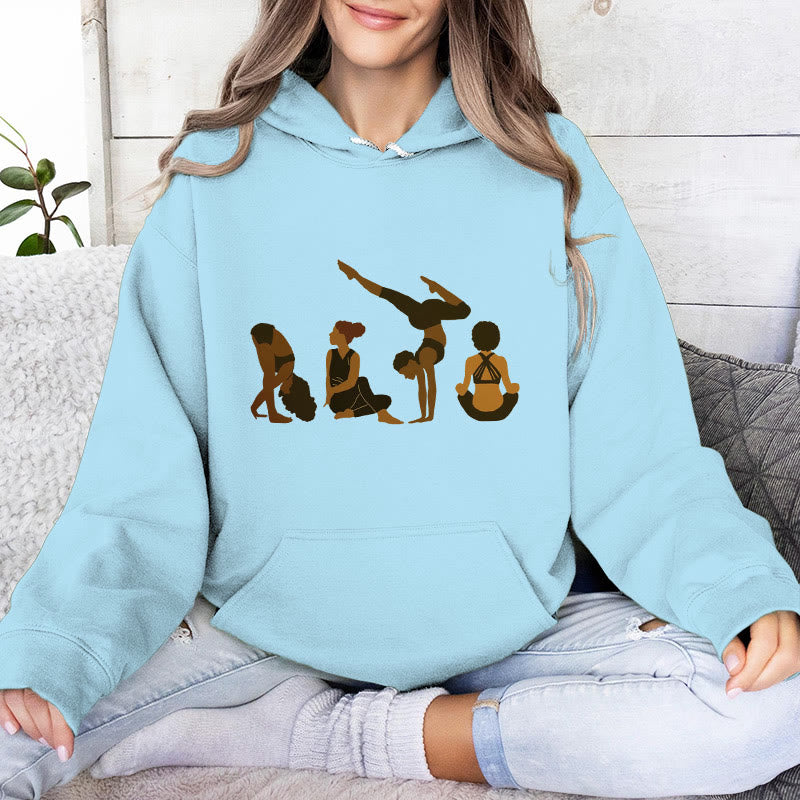 Olivenorma Schwarze Yoga-Pose-Pullover für Frauen, Unisex, Fitness, Workout, Meditation, Fleece-Kapuzenpullover - Blau - 2XL - image 16