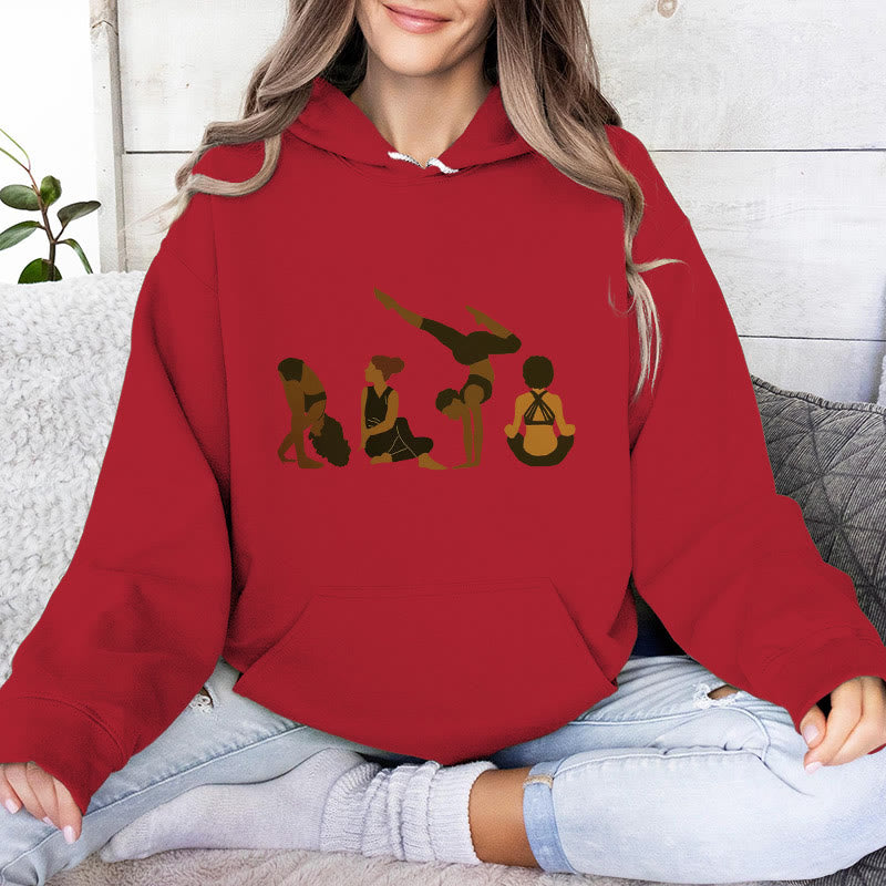 Olivenorma Schwarze Yoga-Pose-Pullover für Frauen, Unisex, Fitness, Workout, Meditation, Fleece-Kapuzenpullover - Rot - 2XL - image 12