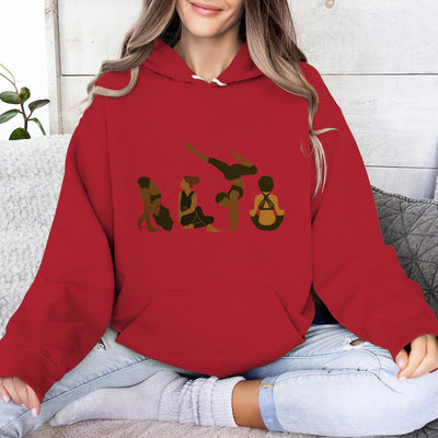 Olivenorma Schwarze Yoga-Pose-Pullover für Frauen, Unisex, Fitness, Workout, Meditation, Fleece-Kapuzenpullover - Rot - 2XL - image 12