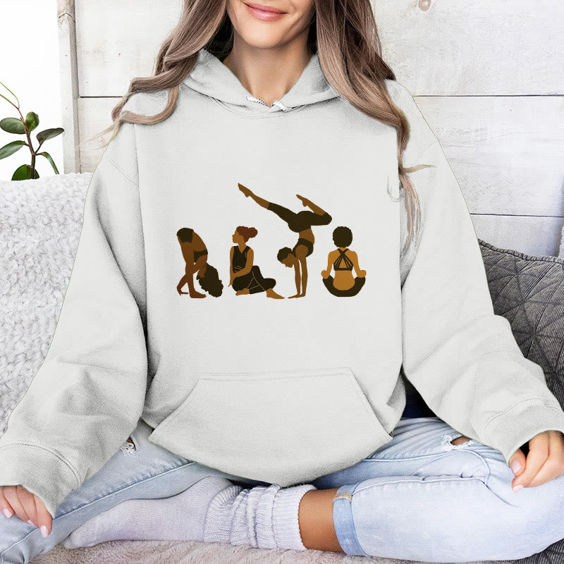 Olivenorma Schwarze Yoga-Pose-Pullover für Frauen, Unisex, Fitness, Workout, Meditation, Fleece-Kapuzenpullover - Weiß - 2XL - image 6