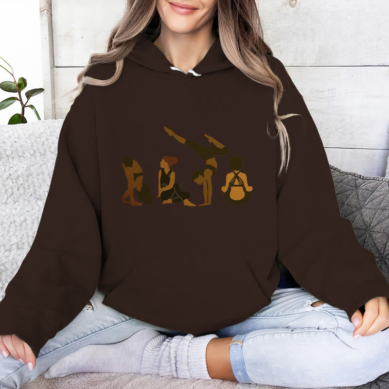 Olivenorma Schwarze Yoga-Pose-Pullover für Frauen, Unisex, Fitness, Workout, Meditation, Fleece-Kapuzenpullover - Braun - 2XL - image 10