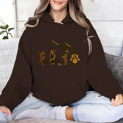 Olivenorma Schwarze Yoga-Pose-Pullover für Frauen, Unisex, Fitness, Workout, Meditation, Fleece-Kapuzenpullover - Braun - 2XL - image 10