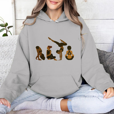 Olivenorma Schwarze Yoga-Pose-Pullover für Frauen, Unisex, Fitness, Workout, Meditation, Fleece-Kapuzenpullover - Grau - 2XL - image 8