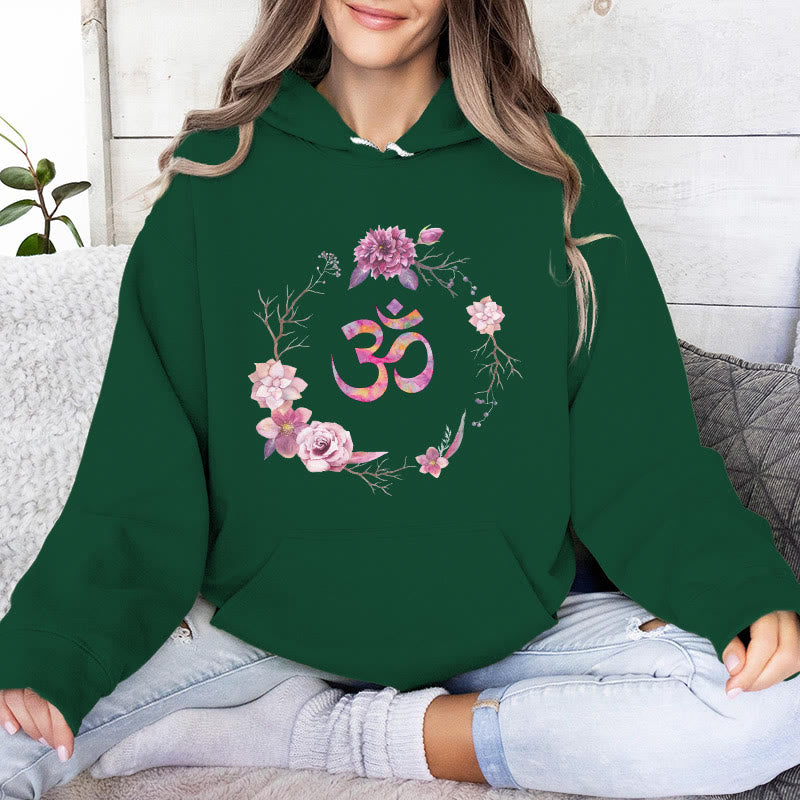 Olivenorma OM Symbol Blumen Inspirierende Pullover Fleece Top Lässige Yoga Hoodies - Grün - 2XL - image 15