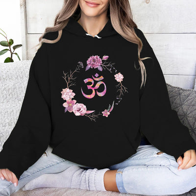 Olivenorma OM Symbol Blumen Inspirierende Pullover Fleece Top Lässige Yoga Hoodies - Schwarz - 2XL - image 5