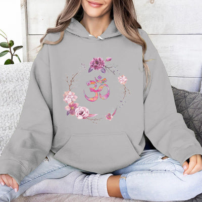 Olivenorma OM Symbol Blumen Inspirierende Pullover Fleece Top Lässige Yoga Hoodies - Grau - 2XL - image 9