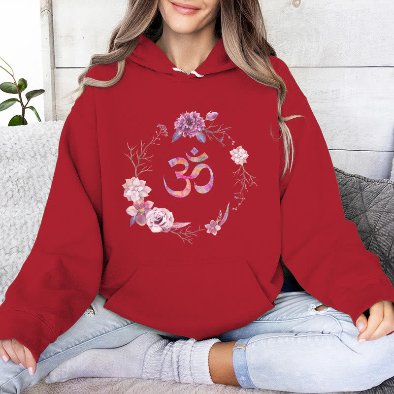 Olivenorma OM Symbol Blumen Inspirierende Pullover Fleece Top Lässige Yoga Hoodies - Rot - 2XL - image 13