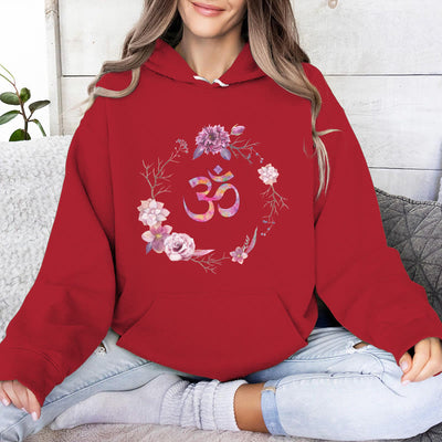 Olivenorma OM Symbol Blumen Inspirierende Pullover Fleece Top Lässige Yoga Hoodies - Rot - 2XL - image 13