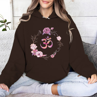 Olivenorma OM Symbol Blumen Inspirierende Pullover Fleece Top Lässige Yoga Hoodies - Braun - 2XL - image 0