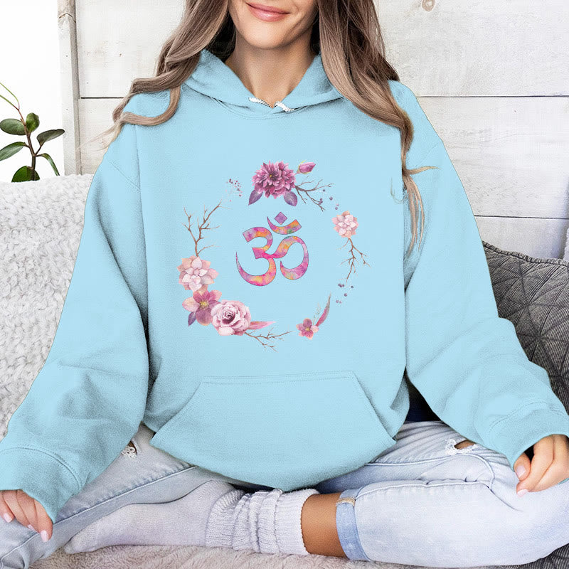 Olivenorma OM Symbol Blumen Inspirierende Pullover Fleece Top Lässige Yoga Hoodies - Blau - 2XL - image 17