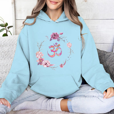 Olivenorma OM Symbol Blumen Inspirierende Pullover Fleece Top Lässige Yoga Hoodies - Blau - 2XL - image 17