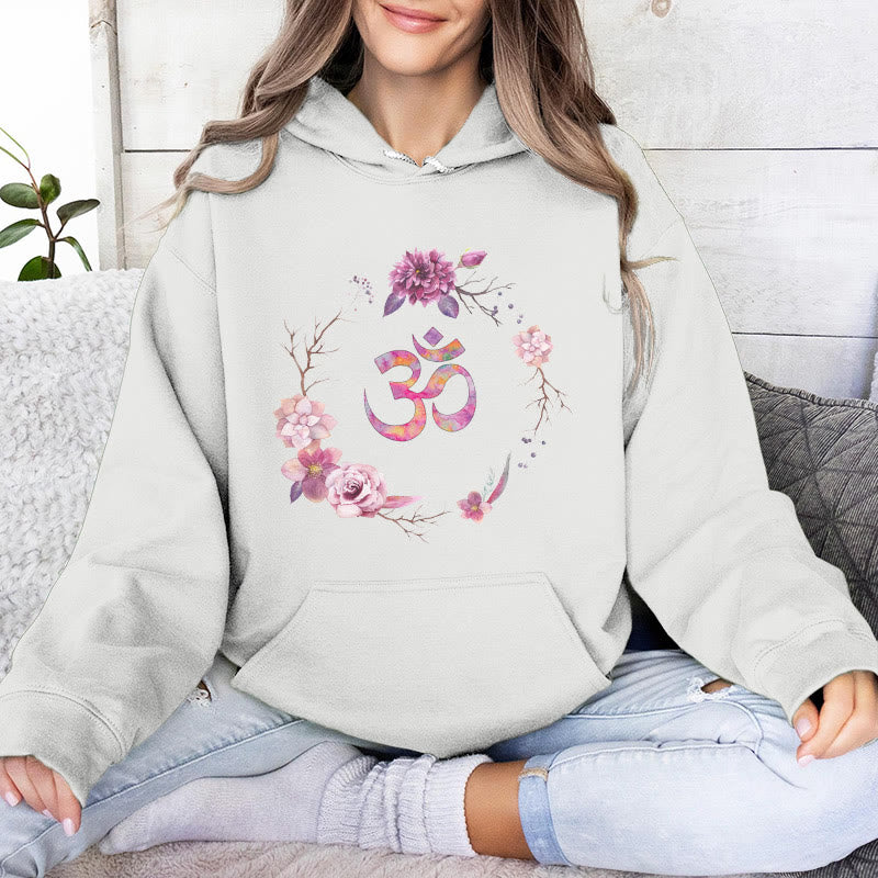 Olivenorma OM Symbol Blumen Inspirierende Pullover Fleece Top Lässige Yoga Hoodies - Weiß - 2XL - image 7