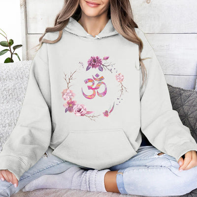 Olivenorma OM Symbol Blumen Inspirierende Pullover Fleece Top Lässige Yoga Hoodies - Weiß - 2XL - image 7