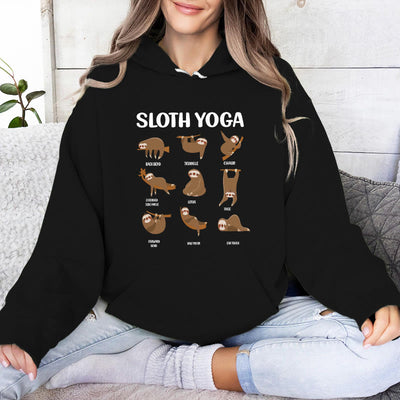 Olivenorma Lustige Faultier-Yoga-Posen Meditation Yoga Sweatshirts Fleece Hoodies - Schwarz - 2XL - image 4