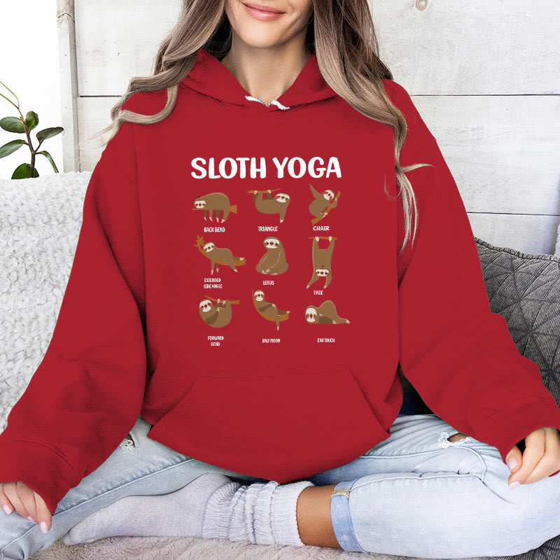 Olivenorma Lustige Faultier-Yoga-Posen Meditation Yoga Sweatshirts Fleece Hoodies - Rot - 2XL - image 14