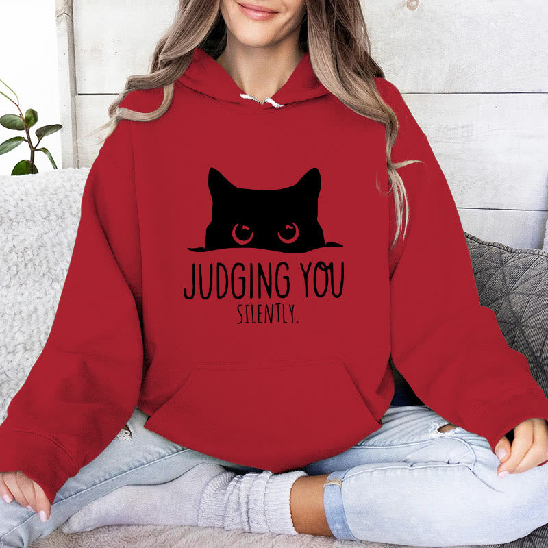 Olivenorma JUDGING YOU SILENTLY Süßes Kätzchen, lockere Passform, Sweatshirts für Damen und Herren, Hoodies - Rot - 2XL - image 10