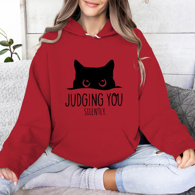 Olivenorma JUDGING YOU SILENTLY Süßes Kätzchen, lockere Passform, Sweatshirts für Damen und Herren, Hoodies - Rot - 2XL - image 10